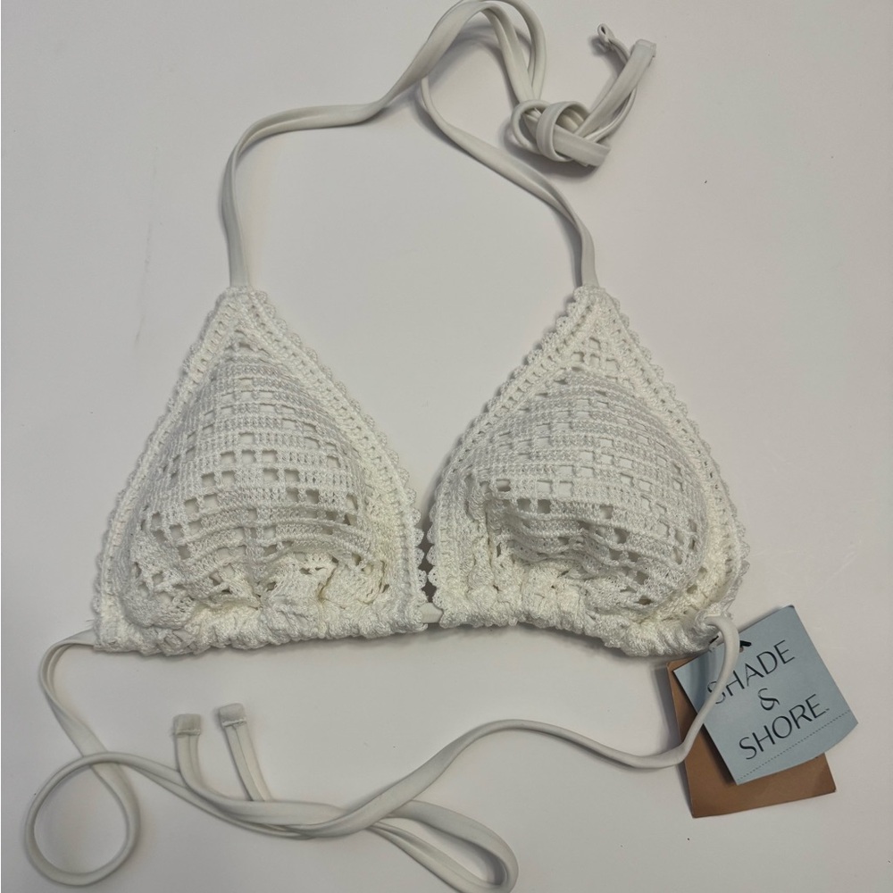 Shade & Shore White Crochet Bralette Intimates